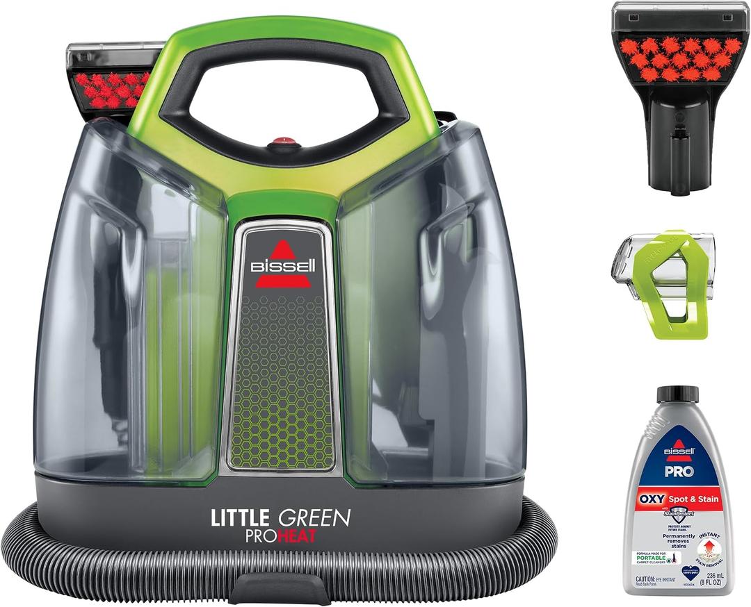 BISSELL Little Green Proheat Portable Deep Cleaner/Spot Cleaner and Car/Auto Detailer with self-Cleaning HydroRinse Tool for Carpet and Upholstery, 2513E