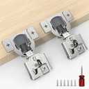 Furniware 60 Pack 30 Pairs 3/4 inch Overlay Soft Close Hinges for Face Frame Kitchen Cabinet Hinges Satin Nickel - 3 Way Adjustability Concealed Soft Close Hinges Damper Self Closing