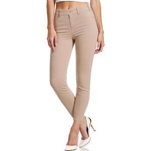 Women Dress Pants Slim Fit Stretch Comfy Business Casual Work Pants Skinny Leg with Pocket (Large, Beige)