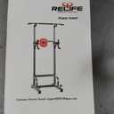RELIFE REBUILD YOUR LIFE Power Tower Pull Up Bar Station Workout Dip Station for Home Gym Strength Training Fitness Equipment, Silver