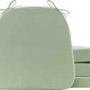 Battilo Chair Cushions for Dining Chairs with Ties, Indoor/Outdoor Kitchen Chair Pad with Non-Slip Backing, Dining Seat Cushion with Machine Washable Removable Cover, 16"x16"x2", Set of 4, Sage Green, 4 Count