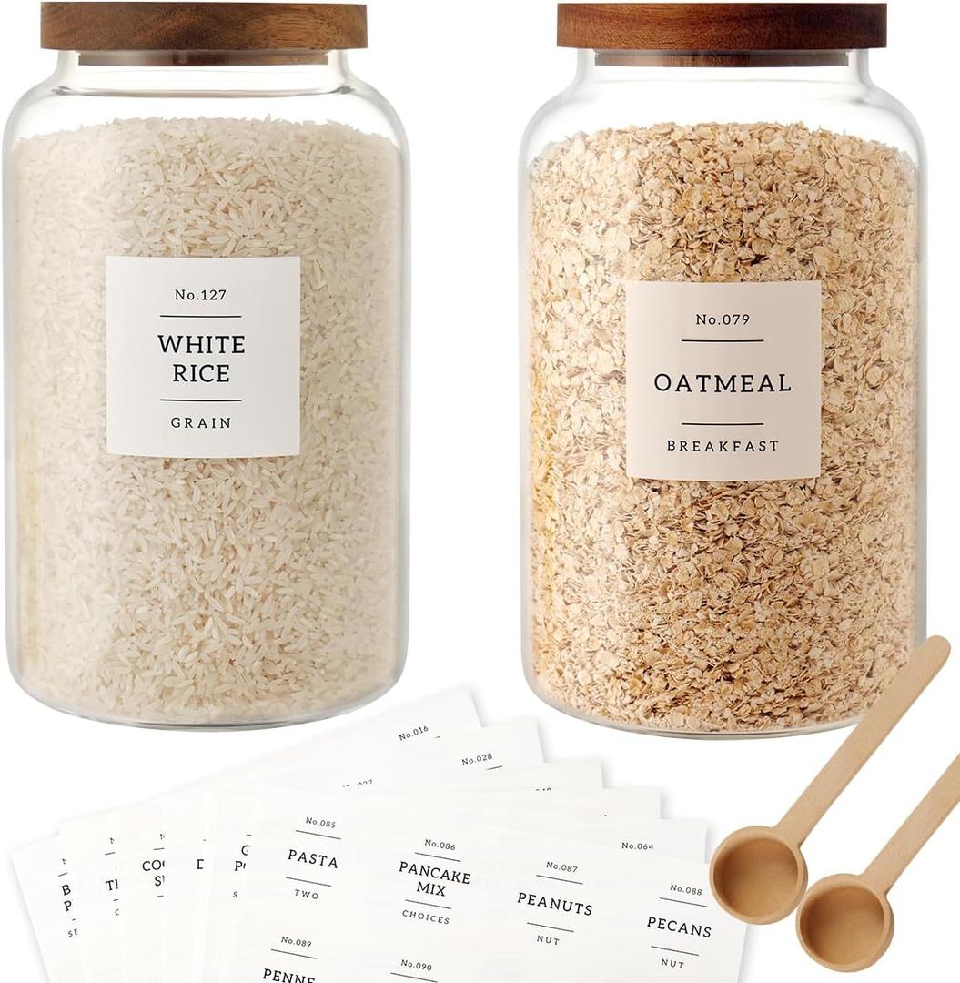 CZSZYGHBAO 2 PCS Large Glass Jar with Airtight Lid, Glass Food Storage Jars for Tea,Spice,Cereal, Egg,Flour,Coffee and More(98 FL OZ/2800 ml)