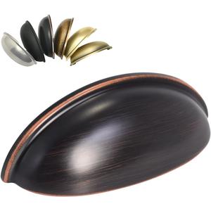 HOMOTEK 15 Pack Drawer Bin Cup Pulls Dresser Pulls for Cabinets Oil Rubbed Bronze - 3 Inch Hole Centers Furniture Handles,Kitchen Cabinet Hardware