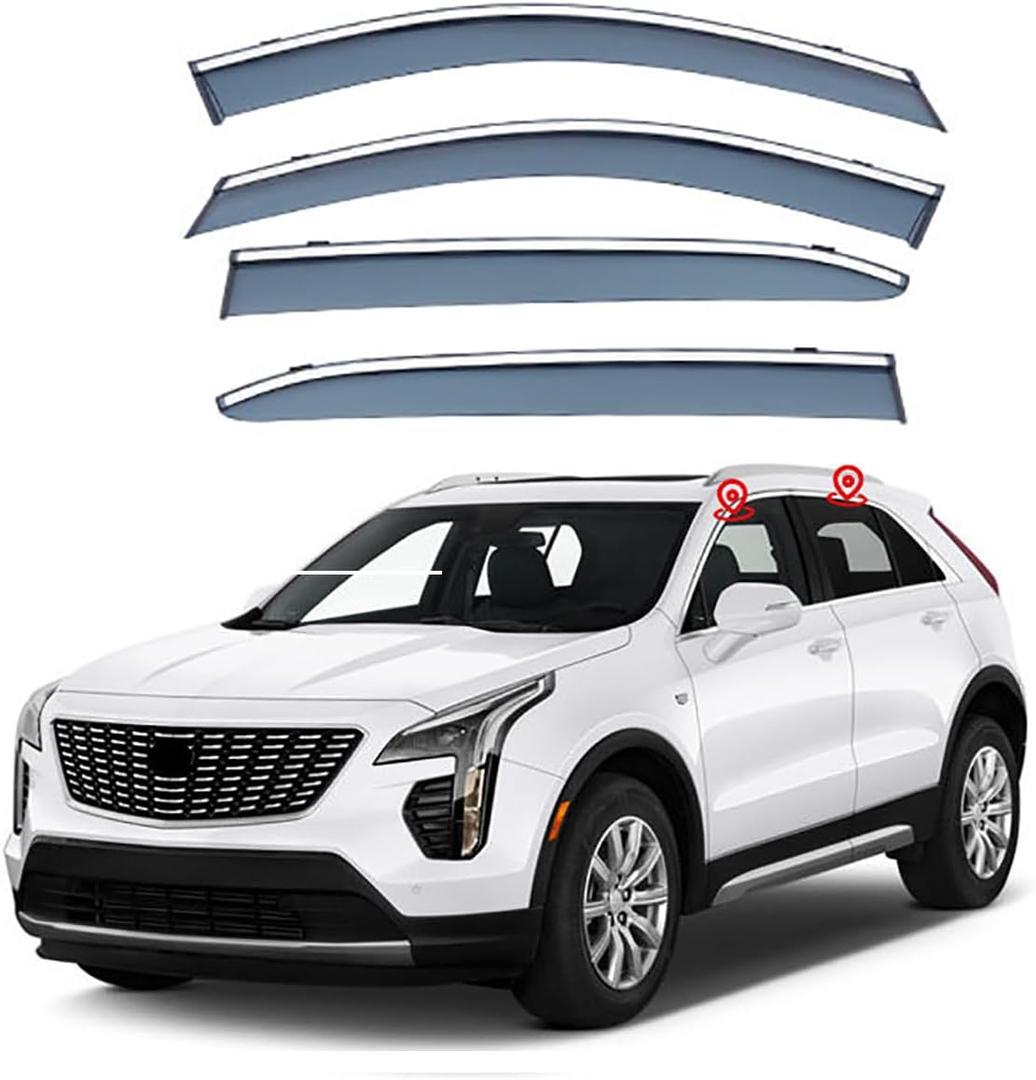 Window Visors Rain Guards for Cadillac XT4 MK1 2018+ Accessories,Side Window Wind Deflectors for Cadillac XT4 MK1 2018 2019 2020 2021 2022 2023 2024 2025, 4 PCS