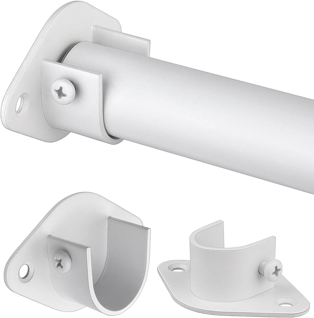 Closet Rod, 17 to 64 Inch Heavy Duty Adjustable Metal Clothing Rack for Hanging Clothes, Closet Poles for Wardrobes, Laundry, Durable Steel, White