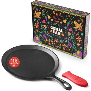 Uno Casa Cast Iron Comal Pan 11.5 Inch - Skillet for Roti, Tawa/Dosa Pan Pataconera, Comales para Tortillas - Cast Iron Pizza Pan - Comal Para Tortillas Grande