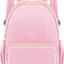 Cunno 1 Piece Nylon Backpack Kids School Backpack for Toddler Girls Boys Plain Waterproof Preppy Bookbags Travel for Student (Pink)