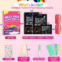 JMMICO 6 Packs Rainbow Scratch Notebook, Goodie Bags Stuffers for Kid, Scratch Art for Kids with Reusable Cleaner Tool, Arts and Crafts for Kids 4-8-12, Gifts for 4 5 6 7 8 9 Year Old Girl Boy