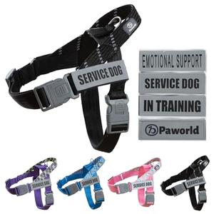 PAWORLD Service Dog Vest, No-Pull Service Dog Harness with 4 PCS Reflective Patches, Dog Vest Harness with Handle, Pet Harness for Small Medium Large Dogs in Training (Black, S)