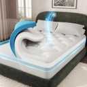 OhGeni Cooling 4 lnch King Size Dual Layer Mattress Topper, 2 Inch Gel Memory Foam, 2 Inch Soft Breathable Pillow Top Pad, Bedroom Mattresses Cover, Extra Comfortable Sleep and Back Pain Relief