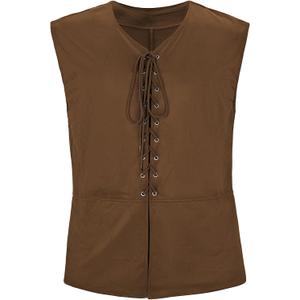 Zando Mens Pirate Vest Renaissance Medieval Viking Costume Halloween Cosplay (XX-Large, Brown)