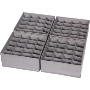 DIOMMELL 4 Pack Foldable Cloth Storage Box Closet Dresser Drawer Organizer Fabric Baskets Bins Containers Divider for Clothes Underwear Socks Lingerie Clothing, M Grey 40-0000