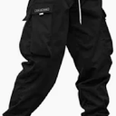 Mens Cargo Joggers Pants Elastic Waist Drawstring Baggy Sweatpants Techwear Pants for Men (Large, Black)