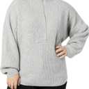 Amazon Essentials Women's Sweaters, Dressy Casual, Mid Gauge Stretch, Half Zip, Polo Collar (Grey Heather)