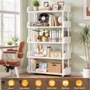 Aheaplus 5-Tier Tall Open Bookshelf, 31.5" Modern Display Bookcase, White