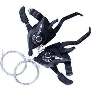 Bike Gear Shifter 3 x 7 21 Speed Bicycle Brake Levers with Gear Indicator and Left Right Brake Lever Shifter Set with Grips(Pair) for Road Bike, Moutain Bike,Cycling