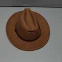 Lanzom Women Lady Retro Wide Brim Floppy Panama Hat Belt Buckle Wool Fedora Hat (One Size, 01-khaki)