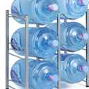 Nandae Water Cooler Jug Rack, 3-Tier Heavy Duty Water Bottle Holder Storage Rack 5 Gallon Water Jug Holder for 6 Bottle, Sliver