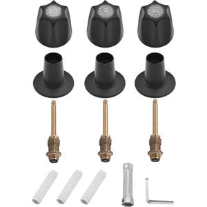 Bathtub& Shower 3-Handle Remodel/Rebuild Trim Kit Replacement for Price Pfister Verve, 3 Knob Metal HandleMatte Black
