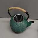 Enameled Cast Iron Teapot 34oz（1000ml） Japanese Style Kettle with Removable Stainless Infuser & Ergonomic Handle, Stovetop Safe for Loose Leaf Tea Green and silver (Green and Silver)