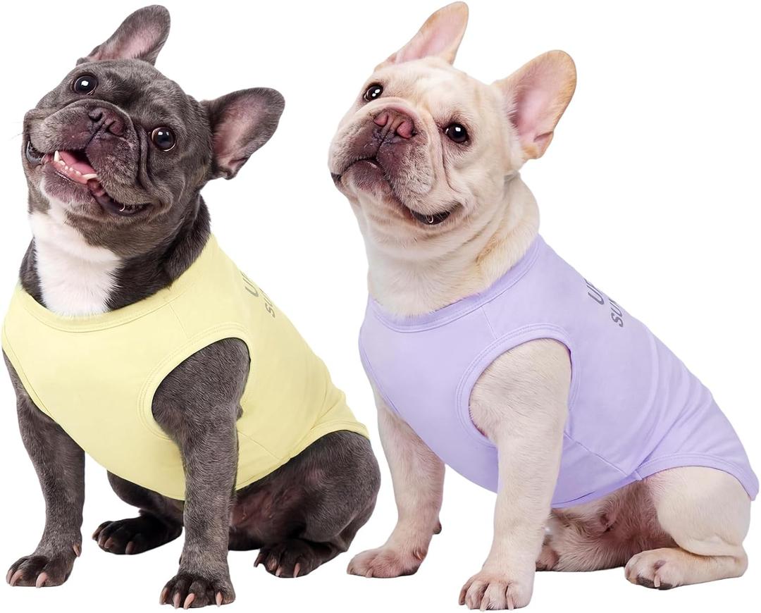 Kuoser 2 Pack Dog Shirts UPF 50+ UV Sun Protection, Lightweight Quick Dry Dog T Shirts for Small Medium Large Dogs, Breathable Pet Vest Dogs Tshirt Pet Clothes for Indoor Outdoor, Purple & Yellow XS
