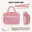 KOPKOFT Bible Cover Case for Women, All-in-One Bible Study Supplies Journaling Kit with Highlighters Tabs, Quilted Book Carrying Cases, Christmas Christian Gifts for Women (Pink)