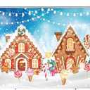 WOLADA Christmas Gingerbread House Backdrop Festive Candy Land with Snowy Scene String Lights Ideal for Christmas Kids' Parties Holiday Photo Shoots Family Gatherings Festive Decor 7x5FT 12631