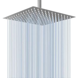 Voolan Rain Shower Head - High Flow Large Rainfall Shower Heads Made of Stainless Steel - Waterfall Bathroom Square Showerhead - Ceiling or Wall Mount (12" Brushed Nickel)