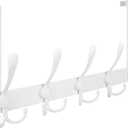 TICONN Over The Door Hooks, 5 Heavy Duty Tri Coat Rack All Metal Coat Hanger for Bathroom Bedroom Dorm (White, 1PK, Fit 1-3/8" Doors)