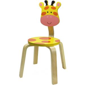 iPlay, iLearn 10 Inch Kids Solid Hard Wood Animal Chair, Stackable Wooden Finished, Preschool, Daycare, Bedroom, Playroom, Nursery Seat, Giraffe Furniture Stool for Toddlers, Children, Boys, Girls (Yellow)