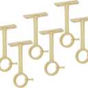 HOJLKLD Ceiling-Mount Curtain Rod Brackets, Heavy Duty Ceiling and Wall Curtain Rod Holder for 1 Inch Drape Pole (Gold (Set of 6))