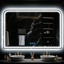 Antok LED Bathroom Mirror, LED Mirror with Lights for Bathroom, Lighted Vanity Mirrors for Wall, AntiFog, Dimmable, Tempered Glass, Memory Function, 3 Colors, Safe Use, 48" L x 32" W, White