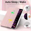 Aoub Crystal Case for iPad Pro 11 inch 4th/3rd Generation 2022/2021, Hard Clear Back with Pencil Holder, Auto Sleep/Wake Support Pencil Wireless Charging, for iPad 11" Pro 2nd 1st 2020 2018 - Pink