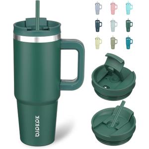 BJPKPK Insulated Tumblers With Handle And Straw 30 oz Stainless Steel Tumbler Cups With Lid,Army Green