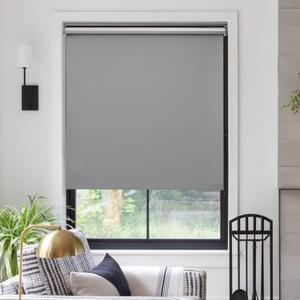 MYshade Free-Stop Cordless Roller Shades for Windows Room Darkening Roller Shades & Blinds Same Color Both Sides Fabric Pull Down for Home Office Indoor Easy to Install Grey(30" W X 72" H)