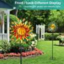 Solar Wind Spinners for Yard Garden - 60.3 Inch 360 Metal Sun Wind Sculptures Outdoor Clearance Kinetic Windmills with Vine String Shining LED Lights for Patio, Lawn Xmas Garden Decoration