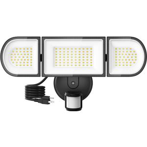 150W Plug in Motion Flood Lights Outdoor, 15000LM LED Motion Sensor Outdoor Lights Dusk to Dawn, Security Floodlights Waterproof IP65, Exterior Lighting for Outside, House, Garage