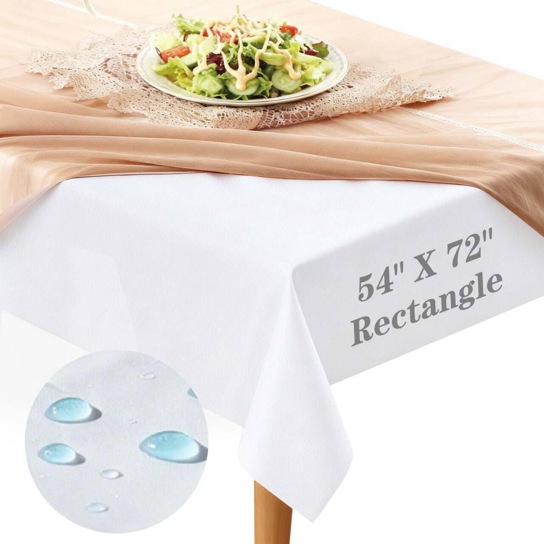 Table Pad Protector with Flannel Backing Cut to Fit Waterproof Heat Resistant Heavy-Duty Reusable Table Cloth 54" x 72" Rectangle Vinyl Table Padding Under Tablecloth, White