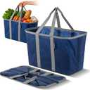 CleverMade EcoBasket Collapsible Grocery Tote, 30L Structured Tote Bag Load Groceries Without the Bag Collapsing | The Structured Frame Stays Open, Then Folds to 1 Inch for Compact Trunk Storage