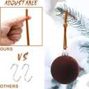 100 Pcs Christmas Velvet Ornament Strings Adjustable Ornament Hooks Non Slip Hangers Hooks Tree for Christmas Tree Decorations(Brown)