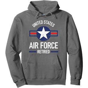 USAF Retired Air Force Military Retirement Gift Hoodie Pullover Hoodie (Small, Black)