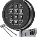 High Security Electronic Safe Lock Replacement Keypad with Solenoid Lock & 2 Override Keys, Fit Safe Box and More