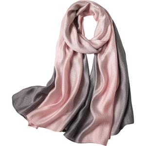 WINCESS.YU Women Gradient Scarf Long Shawls and Wraps Fashion Plain Pashmina Formal Scarf (Pink and Grey)