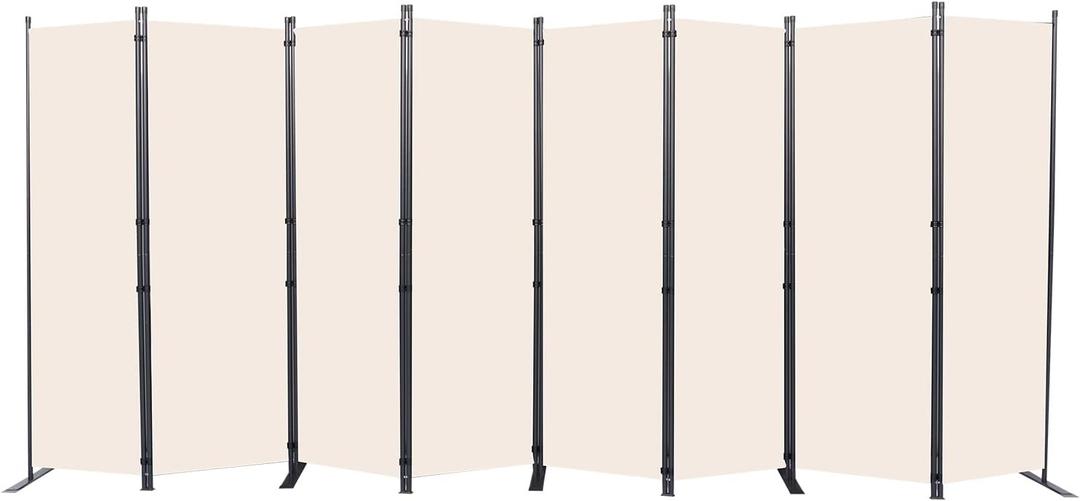 CHOSENM Room Divider, 8 Panel Folding Privacy Screens with Wider Support Feet, 6 Ft Portable Room Partition for Room Separator, 176" W X 71" H, Beige