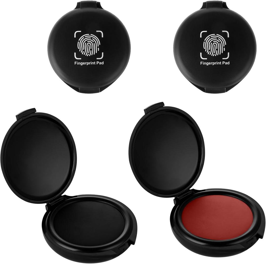 2 Pcs Fingerprint Ink Pad for Notary Supplies, Black Red Ink Pad for Office Identifications Security Notary Law Enforcement Supplies Finger Print Kit Stamp Pad