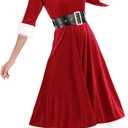 Soyoekbt Women's Santa Claus Costume V-Neck Christmas Long Dress