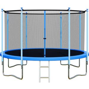 Trampoline Outdoor 12FT 14FT with Enclosure and Ladder, ASTM Approved Recreational Trampoline for Kids and Adults, Anti-Rust Coated Frame