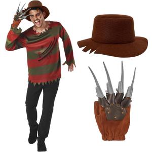 Morph Nightmare Killer Costume Men With Claw Scary Halloween Costumes For Men, M