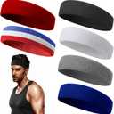 ChezMax 6PCS Moisture Wicking Headbands and Sweatbands for Men's Sports, Tennis, Basketball, Running, Working, Gym