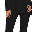 Darong Women 2 Piece Set Fall Outfit Cross Waist Flare Pants Long Sleeve Tunic Top Matching Lounge Set Travel Outfits (Black, S)